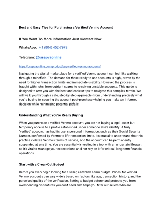 Best and Easy Tips for Purchasing a Verified Venmo Account