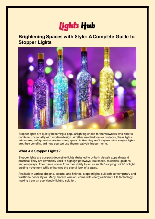 Brightening Spaces with Style: A Complete Guide to Stopper Lights