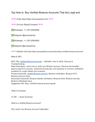 Top How to  Buy Verified Binance Accounts That Are Legit and