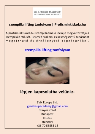 szempilla lifting tanfolyam Profisminkiskola.hu