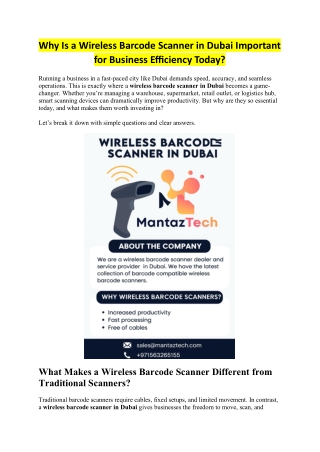 Why Is a Wireless Barcode Scanner in Dubai Important for Business Efficiency Today