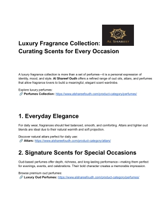 Luxury Fragrance Collection: Curating Scents for Every Occasion