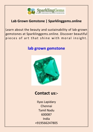 Lab Grown Gemstone Sparklinggems.online