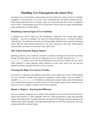 Handling Tyre Emergencies the Smart Way 