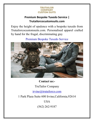 Premium Bespoke Tuxedo Service  Trutailorcocustomsuits.com