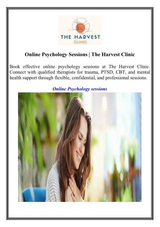 Online Psychology Sessions  The Harvest Clinic