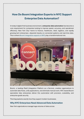 How Do Boomi Integration Experts in NYC Support Enterprise Data Automation