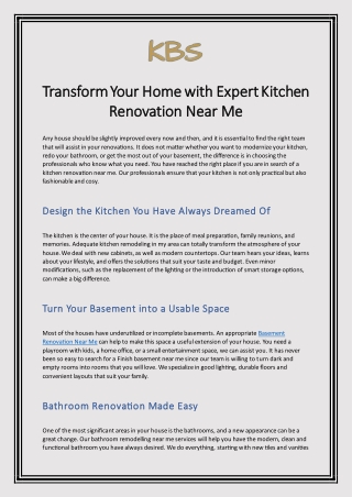 Transform Your Home with Expert Kitchen Renovation Near Me