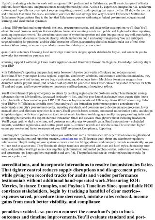 The ROI of Employing a Regional ERP Professional in Tallahassee: Real-World Busi