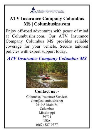 ATV Insurance Company Columbus MS | Columbusins.com