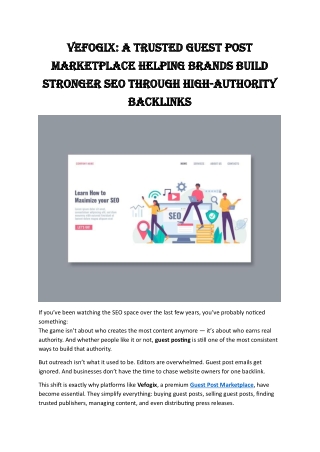 Vefogix A Trusted Guest Post Marketplace Helping Brands Build Stronger SEO Through High-Authority Backlinks