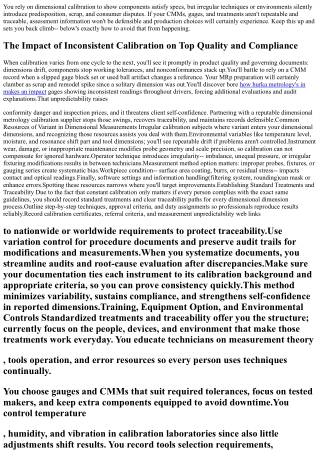 Why Consistency in Dimensional Calibration Solutions Matters