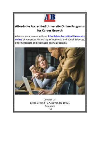 Affordable Accredited University Online Programs for Career Growth