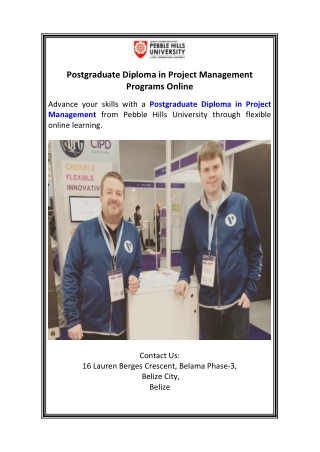 Postgraduate Diploma in Project Management Programs Online