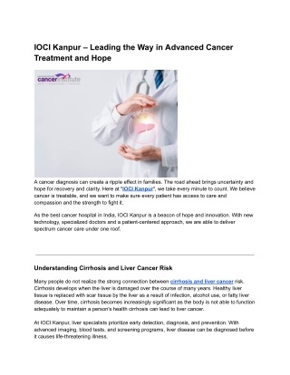 IOCI Kanpur – Leading the Way in Advanced Cancer Treatment and Hope