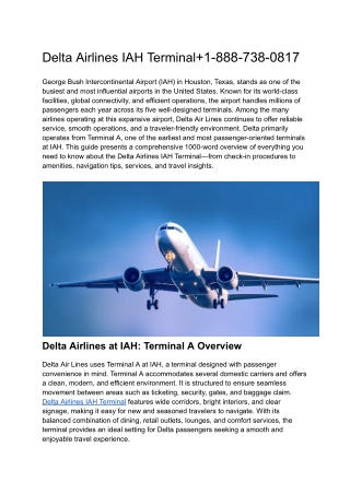 Delta Airlines IAH Terminal 1-888-738-0817