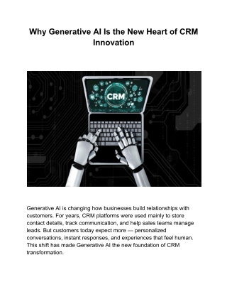 29 Why Generative AI Is the New Heart of CRM Innovation