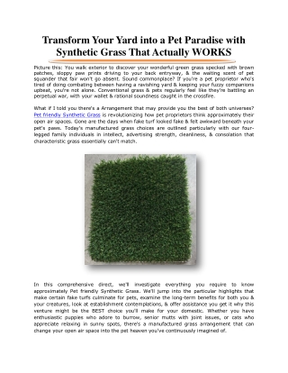 Transform Your Yard into a Pet Paradise with Synthetic Grass That Actually WORKS