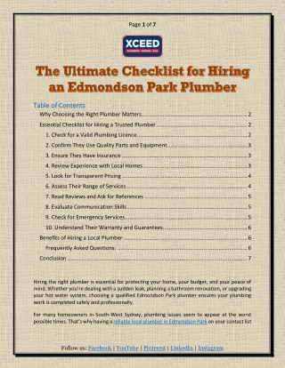 The Ultimate Checklist for Hiring a Plumber