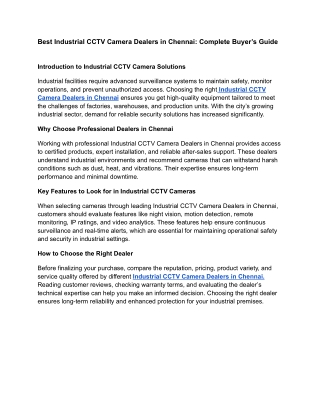 Best Industrial CCTV Camera Dealers in Chennai_ Complete Buyer’s Guide