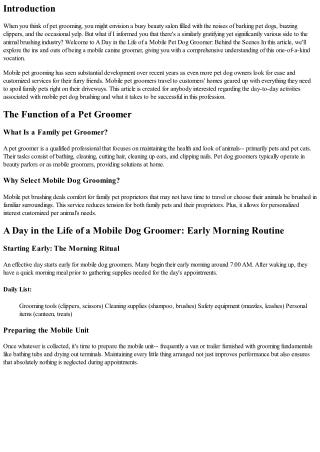A Day in the Life of a Mobile Canine Groomer: Behind the Scenes