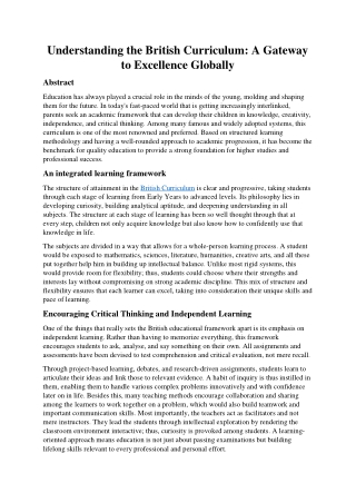 Understanding the British Curriculum: A Gateway to Excellence Globally