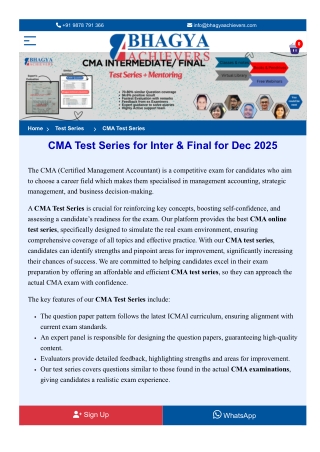CMA Mock Test Series- Bhagya Achievers