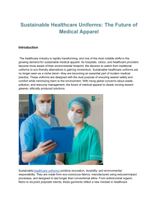 Sustainable Healthcare Uniforms_ The Future of Medical Apparel