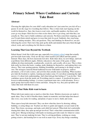 Primary School: Where Confidence and Curiosity Take Root