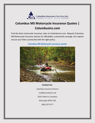 Columbus MS Motorcycle Insurance Quotes | Columbusins.com