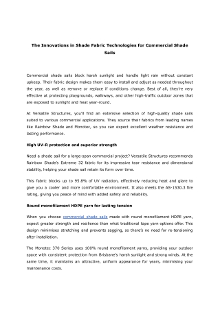 The Innovations in Shade Fabric Technologies for Commercial Shade Sails