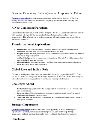 Quantum Computing: India’s Quantum Leap into the Future
