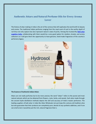Authentic Attars and Natural Perfume Oils for Every Aroma Lover
