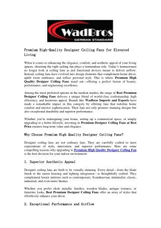 Premium High Quality Designer Ceiling Fans for Modern Homes