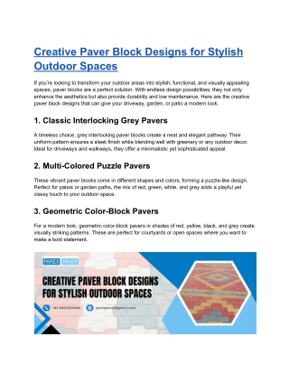Creative Paver Block Designs for Stylish Outdoor Spaces