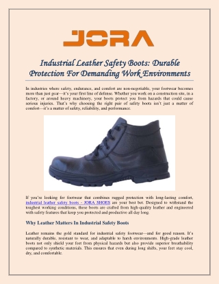 Industrial Leather Safety Boots: Durable Protection For Demanding Work Environme