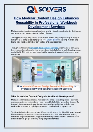 How Modular Content Design Enhances Reusability in Professional Workbook Development Services