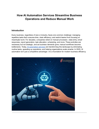 How AI Automation Services Streamline Business Operations and Reduce Manual Work