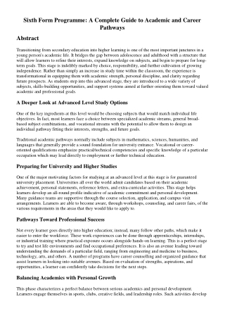 Sixth Form Programme: A Complete Guide to Academic and Career Pathways