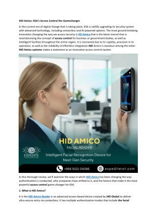 HID Amico - KSA's Access Control the Gamechanger