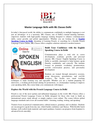 Master Language Skills with IBL Classes Delhi