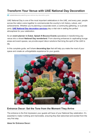 Transform Your Venue with UAE National Day Decoration