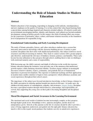 Understanding the Role of Islamic Studies in Modern Education