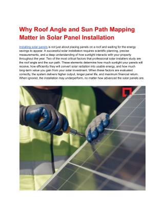 Why Roof Angle and Sun Path Mapping Matter in Solar Panel Installation