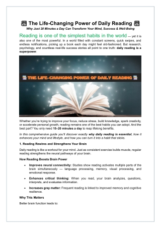 Author Marketing Experts's Guide on The Life Changing Power of Daily Reading