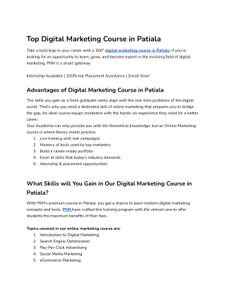 Digital Marketing Course in Patiala | Level-up Your Skills