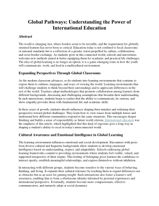 Global Pathways: Understanding the Power of International Education