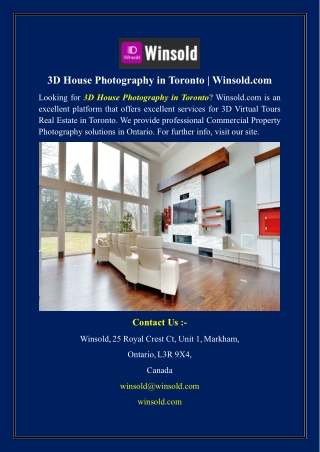 3D House Photography in Toronto | Winsold.com