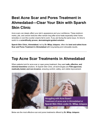 Best Acne Scar and Pores Treatment in Ahmedabad