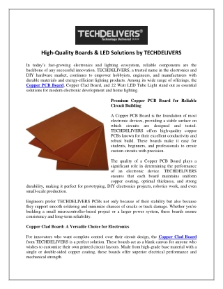 High-Quality Boards & LED Solutions by TECHDELIVERS